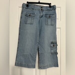 Vintage Y2K Request Cropped Cargo Light Blue Jeans Size 9